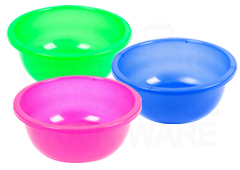 Wholesale 6L transparent plastic basins in crystal pink, blue, and green, high-quality Grade A plastic, Thailand