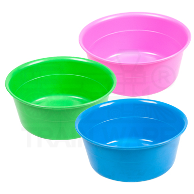 Wholesale 3L Plastic Basins in assorted colors (Pink, Blue, Green). Manufacturer in Bangkok Thailand