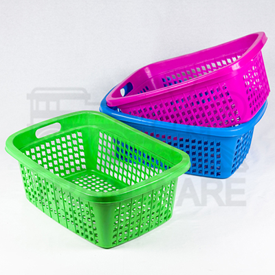 ร้านขายส่ง ตะกร้าผ้าเหลี่ยม สีหวาน ราคาถูก, ขาย ตะกร้าพลาสติกเหลี่ยม คละสี ชมพู ฟ้า เขียว ยกโหล