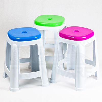 Manufacturer and Wholesaler white high plastic chair/stool size W36 x L36 x H46 cm in Bangkok, Thailand.