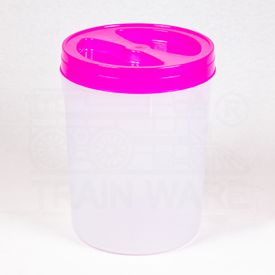 Manufacturer large 15-18L transparent food-grade plastic jars with pink lids and capacity markings in Thailand