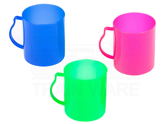 โรงงานพลาสติก ขายส่ง แก้วน้ำมีหูสีใส 460 มล.(ml.) ยกโหล คละสี ชมพู ฟ้า เขียว, รับสกรีนโลโก้แก้วน้ำพลาสติก พระราม2 แสมดำ บางขุนเทียน กทม.